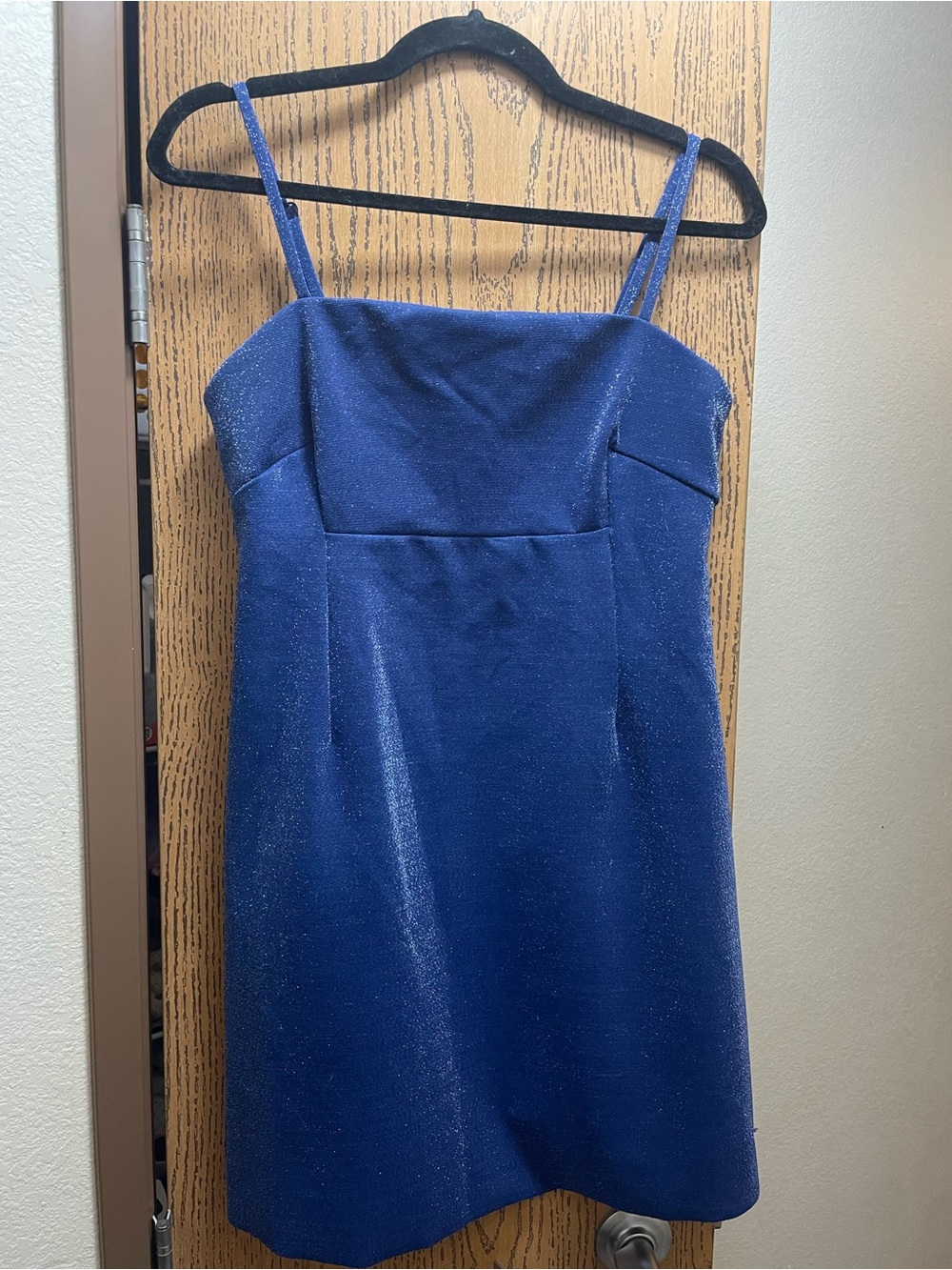 wild fable Shimmery Navy Blue Mini Dress with Slim Straps
